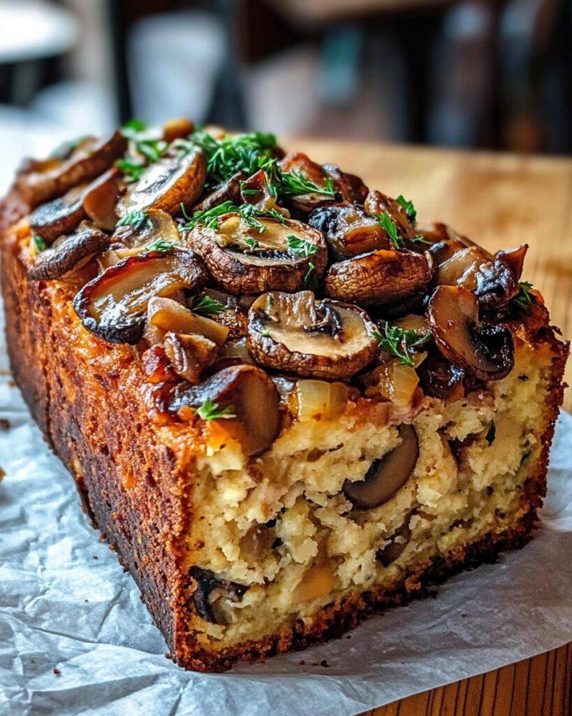 Mushroom, Comté & Hazelnut Savory Cake with Parsley