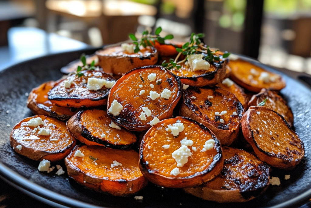 Roasted Sweet Potato Rounds with Honey & Feta