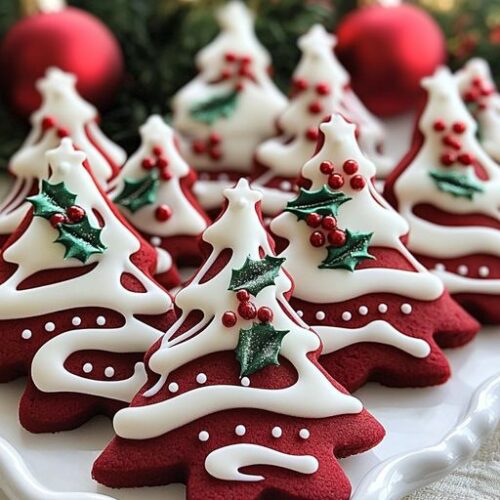 Red Velvet Christmas Tree Cookies