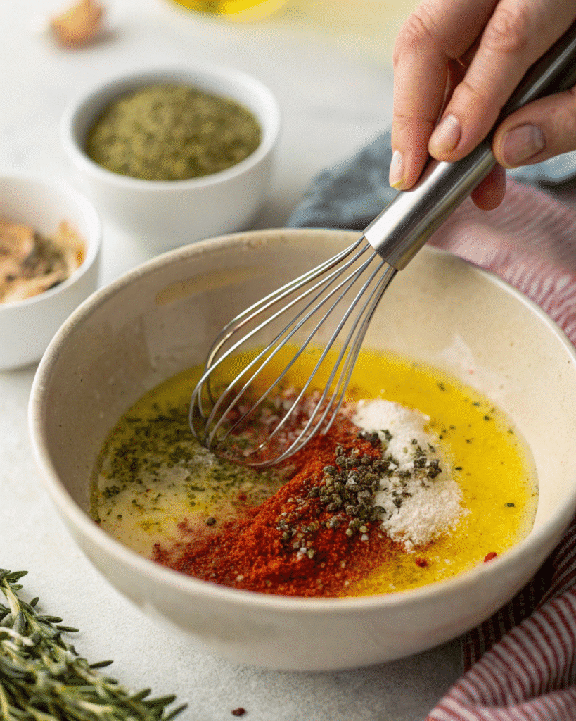 Preparing marinade for swordfish recipe
