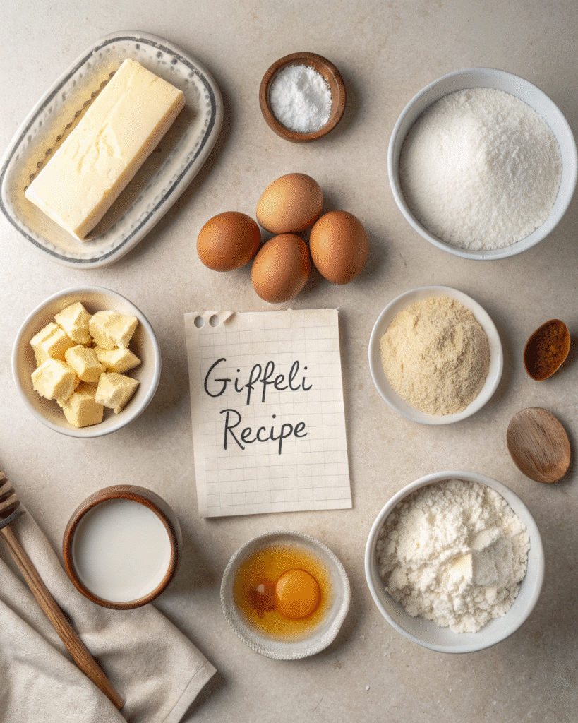 Ingredients for making gipfeli recipe at home