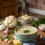 Delicious keto instant pot recipes featuring creamy cauliflower soup.