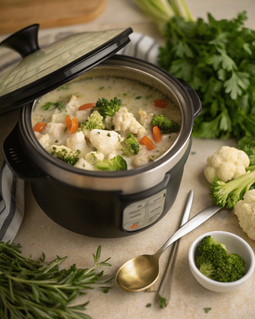 Adding liquids and pressure cooking for keto instant pot recipes.