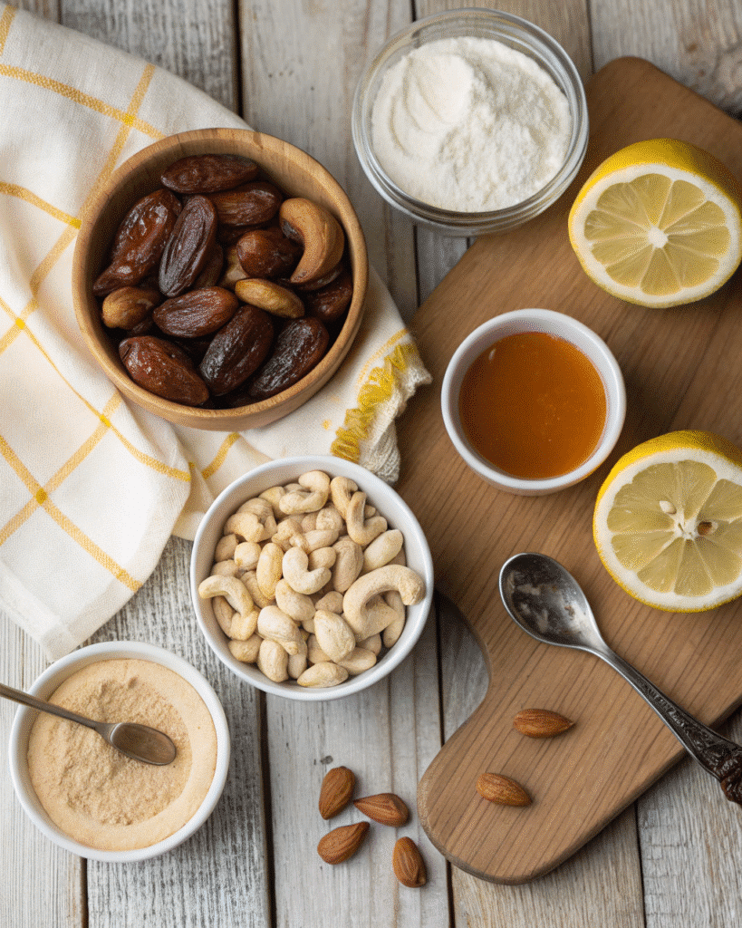 Paleo Vegan Cheesecake Ingredients Flat Lay